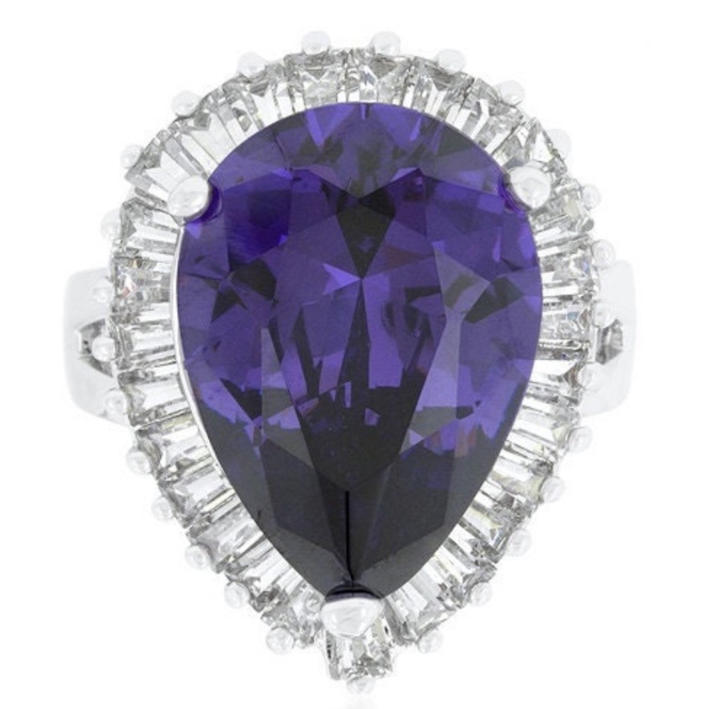 Elegant Teardrop Amethyst Ring size 4.5